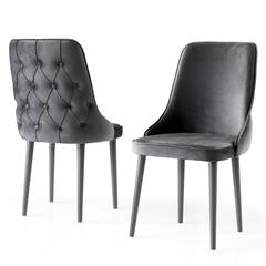 Set van 4 Eoin Velvet Grey gestoffeerde stoelen