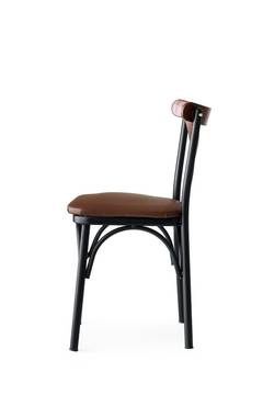 Juego de 4 sillas de bistro Rostal Metal negro y tela marrón