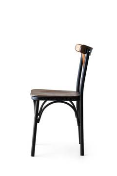 Juego de 4 sillas Rostam Metal negro y madera maciza oscura