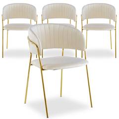 Set van 4 beige fluwelen Tabata stoelen