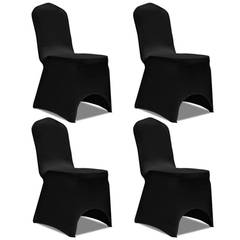 Lot de 4 Housses de chaise extensible Gagny Tissu Noir