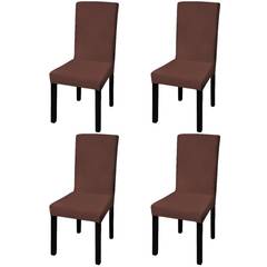 Juego de 4 fundas elásticas Gartempe para sillas Tela marrón