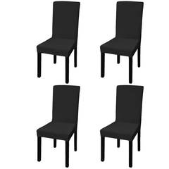 Lot de 4 housses de chaise extensible Gartempe Tissu Noir