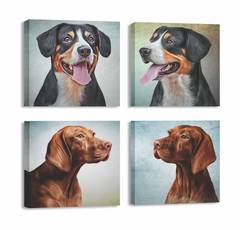 Set mit 4 Pictura Gemälden 30x30cm Hundemotiv