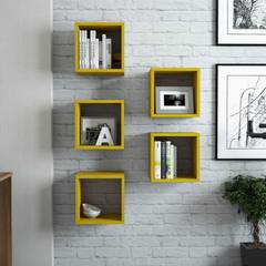 Juego de 5 estantes cúbicos Pyxis 30 x 24 x 30 cm Panel de melamina amarillo