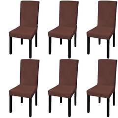 Lote de 6 fundas de silla extensibles Gartempe Tejido marrón