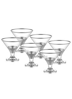 Set mit 6 Bonnet Ice Gläsern 120 ml Klarglas mit silbernen Bändern