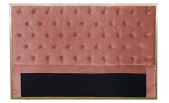 Cabecero Mariella 160cm terciopelo rosado con marco de metal dorado