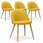 Set di 4 sedie scandinave Maury in tessuto giallo