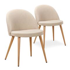 Set van 2 Scandinavische stoelen Maury beige stof
