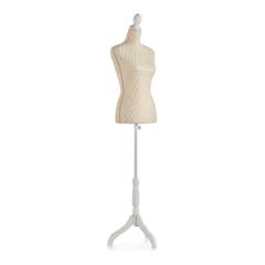 Mannequin de couture buste Sera H165cm Bois Blanc et Velours Motif Losanges Beige