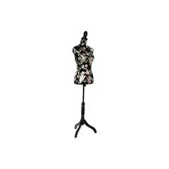 Mannequin de couture buste Vinna H168cm Bois Noir et Tissu Motif Fleurs Multicolore