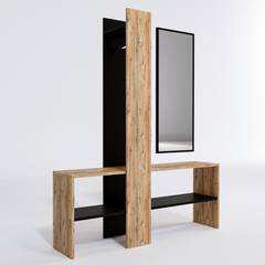 Gilarde Grenen en zwart entree hal meubilair met spiegel