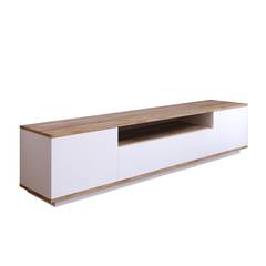 TV-meubel met 1 plank en 3 draaideuren Dani Hout naturel en Wit