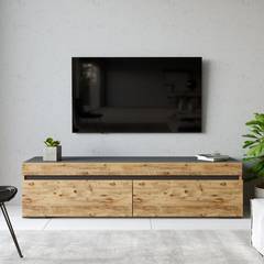 TV-Möbel mit 2 Klapptüren Pimo Naturholz und Anthrazit