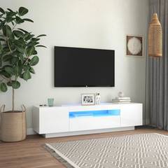 Fawny 2 deurs en 1 plank TV-meubel 160cm Wit glanzend hout en LED