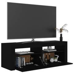 Mueble TV 2 puertas y 2 estantes Gina 120cm Madera Negro