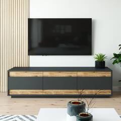 TV-Möbel mit 3 Flügeltüren Meano Naturholz und Anthrazit