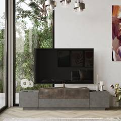 TV-Möbel mit 4 Flügeltüren Venyo 160cm Holz Grau und Bronze