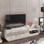 Meuble TV design graphique 167,5cm Jivago Blanc et Effet marbre