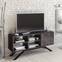Meuble TV design Saxum 130cm Métal Noir et Bois effet marbre et Noir