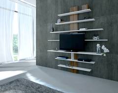 Nefera TV-Schrank und Regale 160 cm Dunkles Holz und Weiß