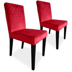 Lote de 2 sillas acolchadas Milo terciopelo rojo