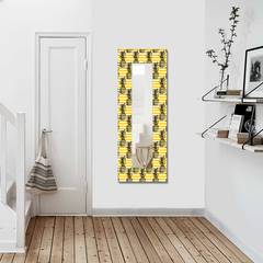 Dekorativer Spiegel Ananas Riflesso 40 x 120 cm Glas Holz MDF Leinwand Schwarz auf Gelb