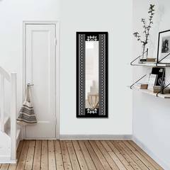 Dekorativer Spiegel Feston Riflesso 40 x 120 cm Glas Holz MDF Leinwand Schwarz und Weiß