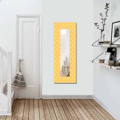 Dekorativer Spiegel Kleine Herzen Riflesso 40 x 120 cm Glas Holz MDF Leinwand Weiß auf Gelb
