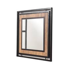 Miroir double cadre Reflexus Mélamine 70cm Terre de Sienne Noir