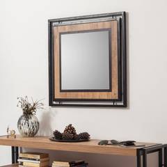 Miroir double cadre Reflexus Mélamine 70cm Terre de Sienne Noir