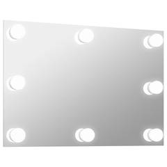 Miroir mural de salle de bain rectangulaire Maddie 60x40cm Verre et 8 LED