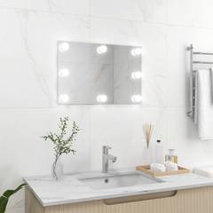 Miroir mural de salle de bain rectangulaire Maddie 60x40cm Verre et 8 LED