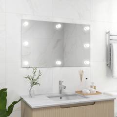 Miroir mural de salle de bain rectangulaire Maddie 100x60cm Verre et 8 LED