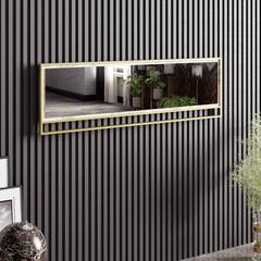 Rechteckiger Wandspiegel Belleza B121,8 cm Rahmen durchbrochen Melamin Schwarz Metall Gold