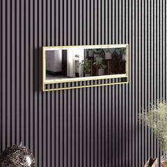 Rechteckiger Wandspiegel Belleza B90 cm Rahmen durchbrochen Melamin Schwarz Metall Gold