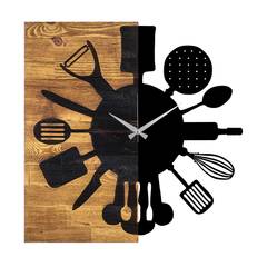 Reloj de Pared Cocina Continua Madera Negra y Nogal