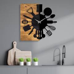 Orologio da parete Continuum Kitchen in legno nero e noce