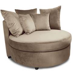 Fauteuil XXL Musso Velours Taupe