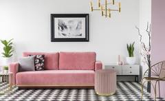 Pouf rond Nutley Velours Rose