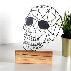 Objeto decorativo Cráneo Approbatio H29 cm Metal Negro Base de madera