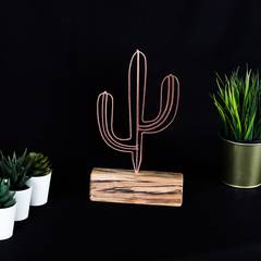 Objet décoratif à poser Approbatio mini cactus Saguaro 24cm Métal Bronze Socle Bois