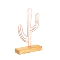 Dekoratives Objekt zu fragen Zidas L22xH41cm Naturholz und Metall Kaktus Kupfer