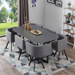 Oslo XL grijze en grijze stoffen tafel en stoelen