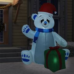 Ours polaire de Noël gonflable à LED Ribot H240cm Tissu Multicolore