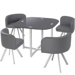 Conjunto de mesa y 4 sillas Mosaic cristal  gris