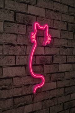 Decoración LED gato Lucendi 20,5 x 46,5 cm Neón plástico flexible PVC Rosa