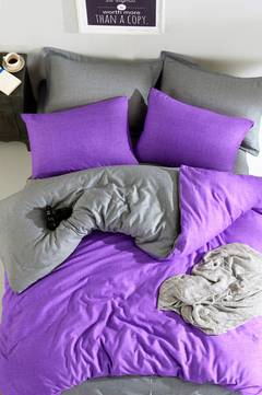 Juego de cama Coloramis 240x220cm y 2 fundas de almohada 60x60cm Tela Violeta y gris