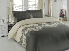 3-teiliges Set 3-teilige Einzelbettwäsche Noctis mit Kaschmirdruck Baumwolle Polyester Beige Grau